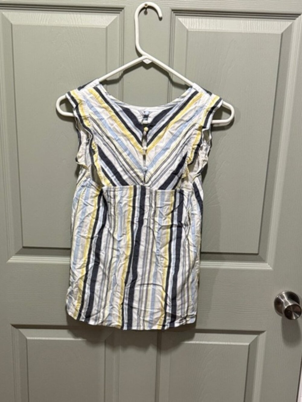 LOFT Multicolor Striped Ruffle Blouse